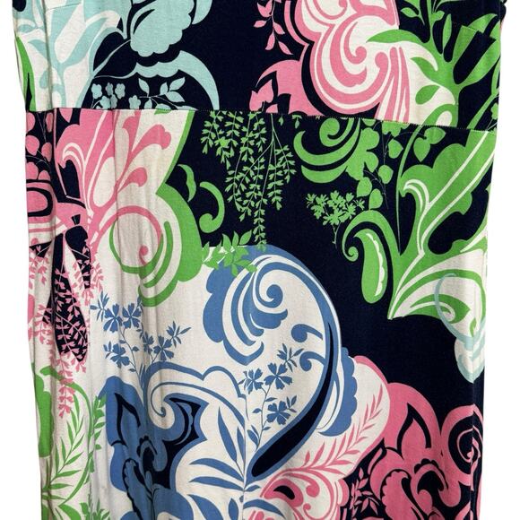 Talbots Twist Back Maxi Dress Womens Petite Small Paisley Jersey Stretch XL - Picture 5 of 6